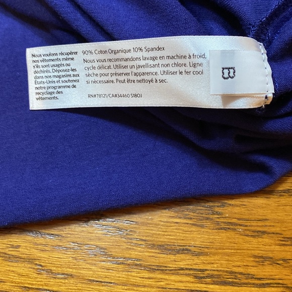 Eileen Fisher Cotton Blend T- Shirt Dress Oversized Fit Short Sleeve Navy L - Picture 6 of 11